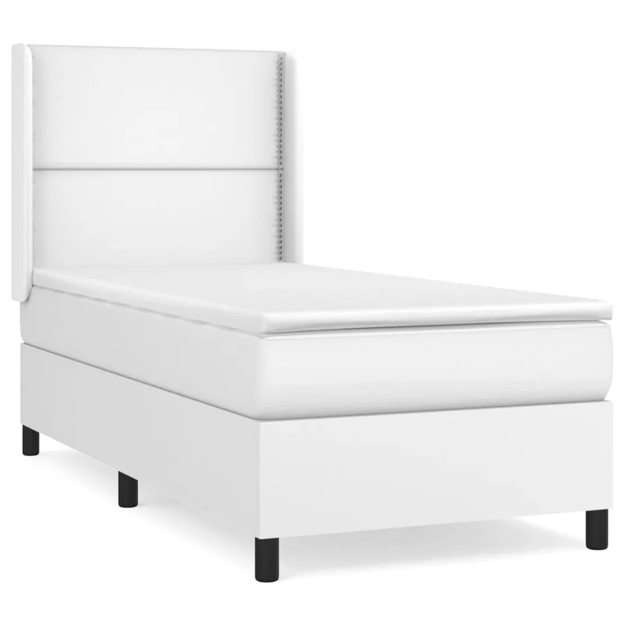 Sommier à lattes de lit avec matelas Blanc 100x200cm Similicuir - 2
