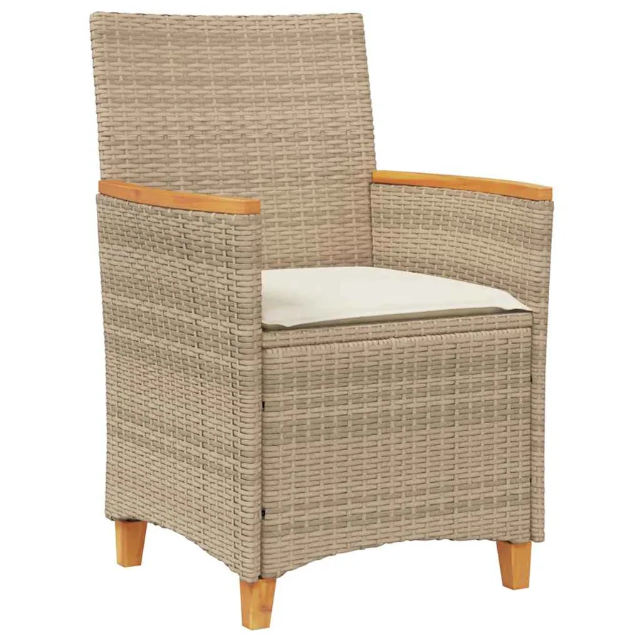 Chaises de jardin coussins lot de 2 beige résine tressée bois - 4