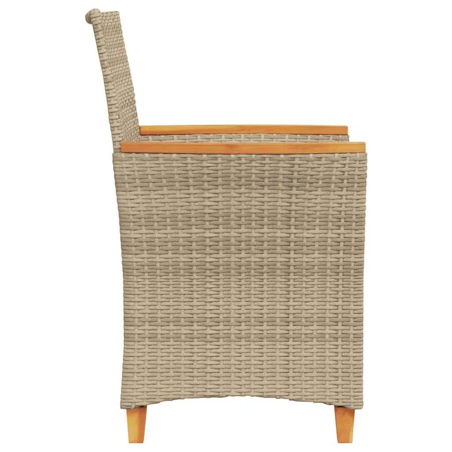 Chaises de jardin coussins lot de 2 beige résine tressée bois - 6