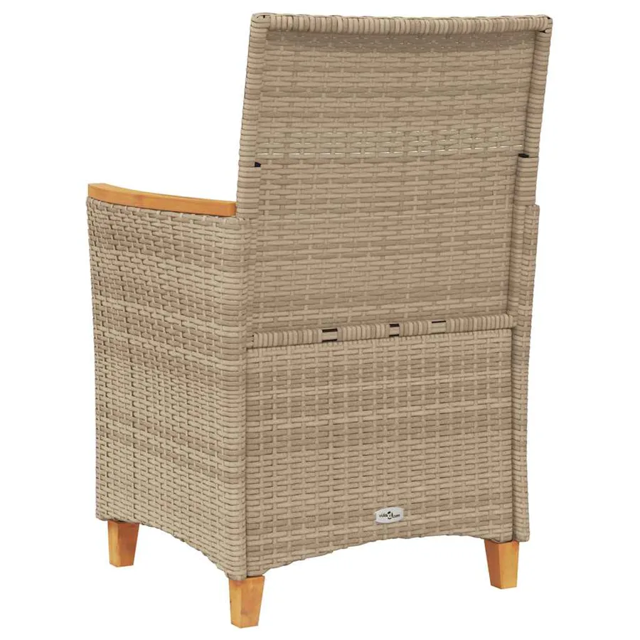 Chaises de jardin coussins lot de 2 beige résine tressée bois - 7