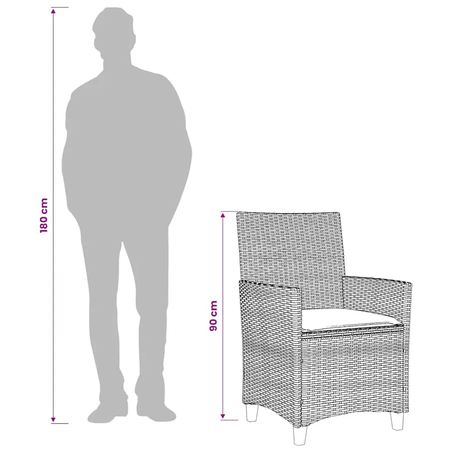 Chaises de jardin coussins lot de 2 noir résine tressée et bois - 10