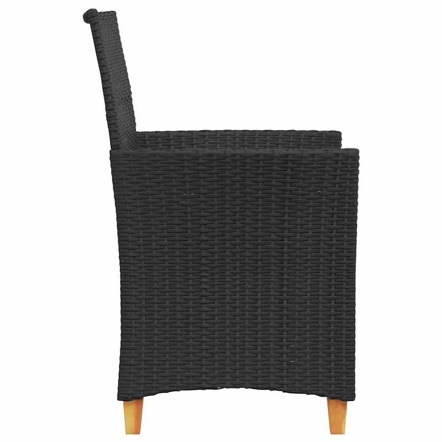 Chaises de jardin coussins lot de 2 noir résine tressée et bois - 6