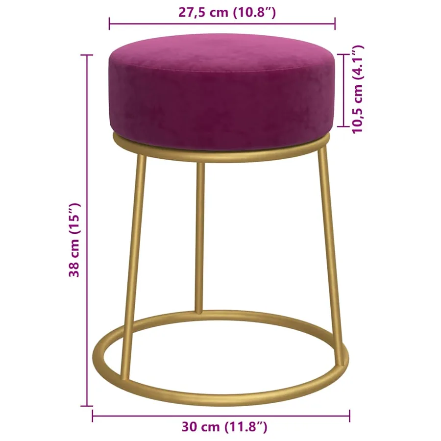Tabouret rond Violet Velours - 6
