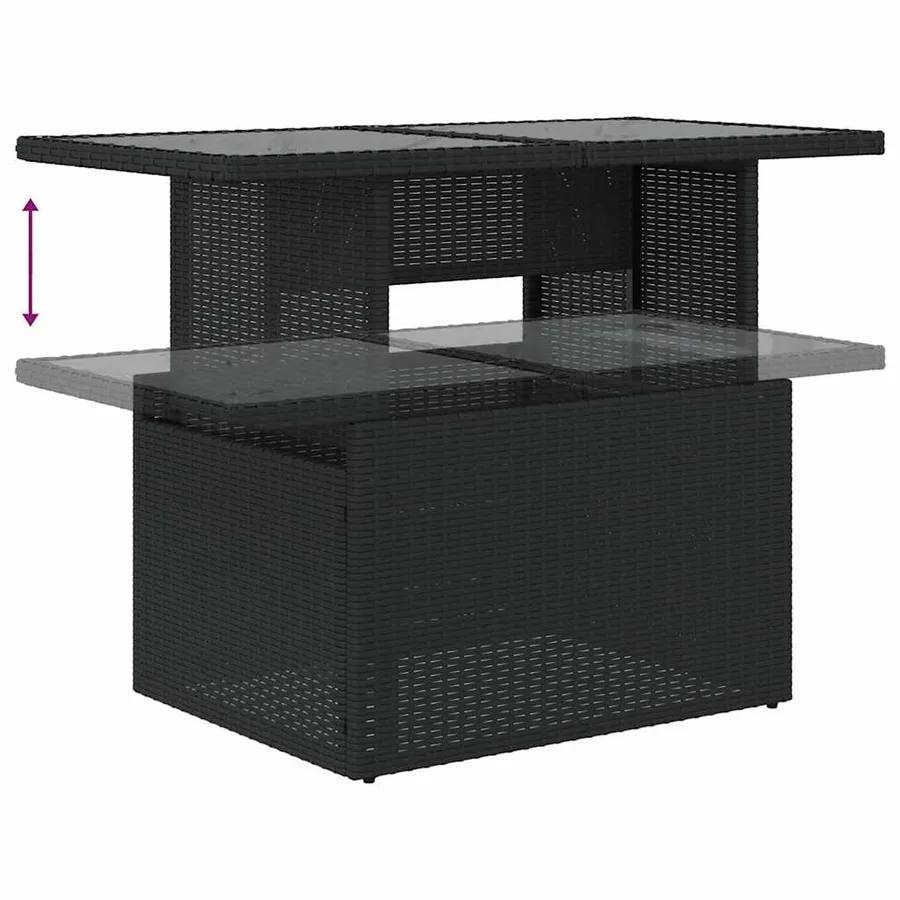 Salon de jardin 8 pcs avec coussins noir résine tressée - 6