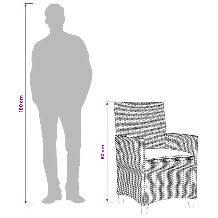 Chaises de jardin coussins lot de 2 noir résine tressée et bois - 10