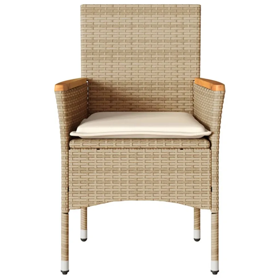 Chaises de jardin avec coussins lot de 2 beige résine tressée - 5