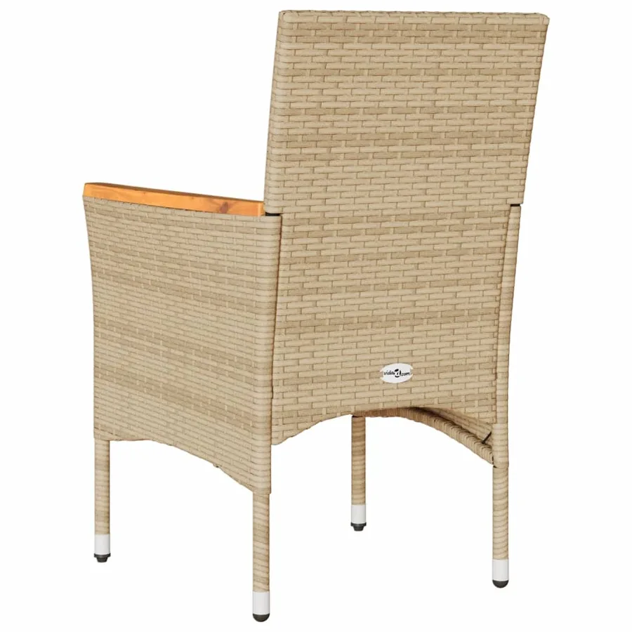 Chaises de jardin avec coussins lot de 2 beige résine tressée - 7