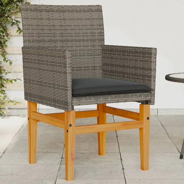 Chaises de jardin coussins lot de 2 gris résine tressée et bois