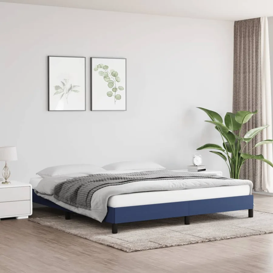 Cadre de lit sans matelas bleu 180x200 cm tissu