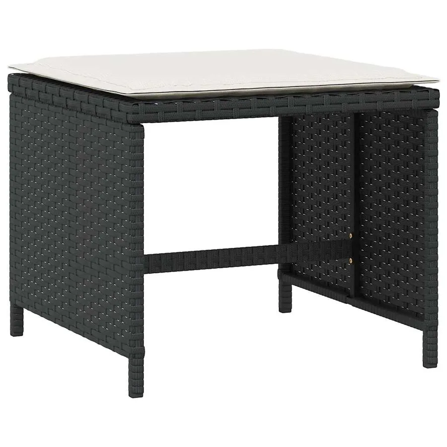 Tabourets de jardin et coussins lot de 4 noir 41x41x36 cm rotin - 4