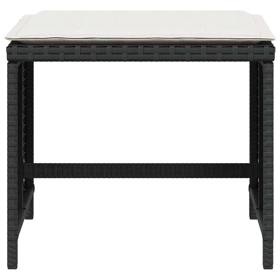 Tabourets de jardin et coussins lot de 4 noir 41x41x36 cm rotin - 5