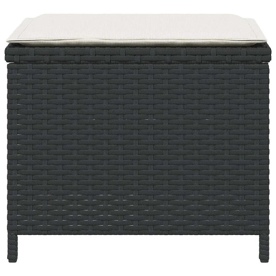 Tabourets de jardin et coussins lot de 4 noir 41x41x36 cm rotin - 6