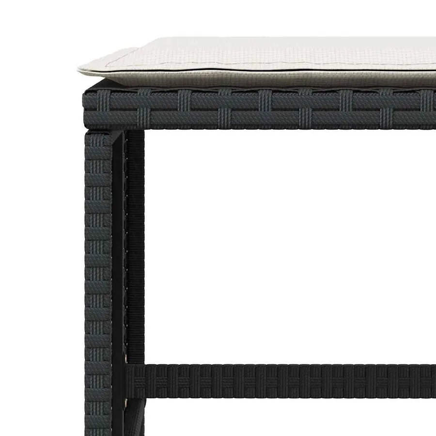 Tabourets de jardin et coussins lot de 4 noir 41x41x36 cm rotin - 8