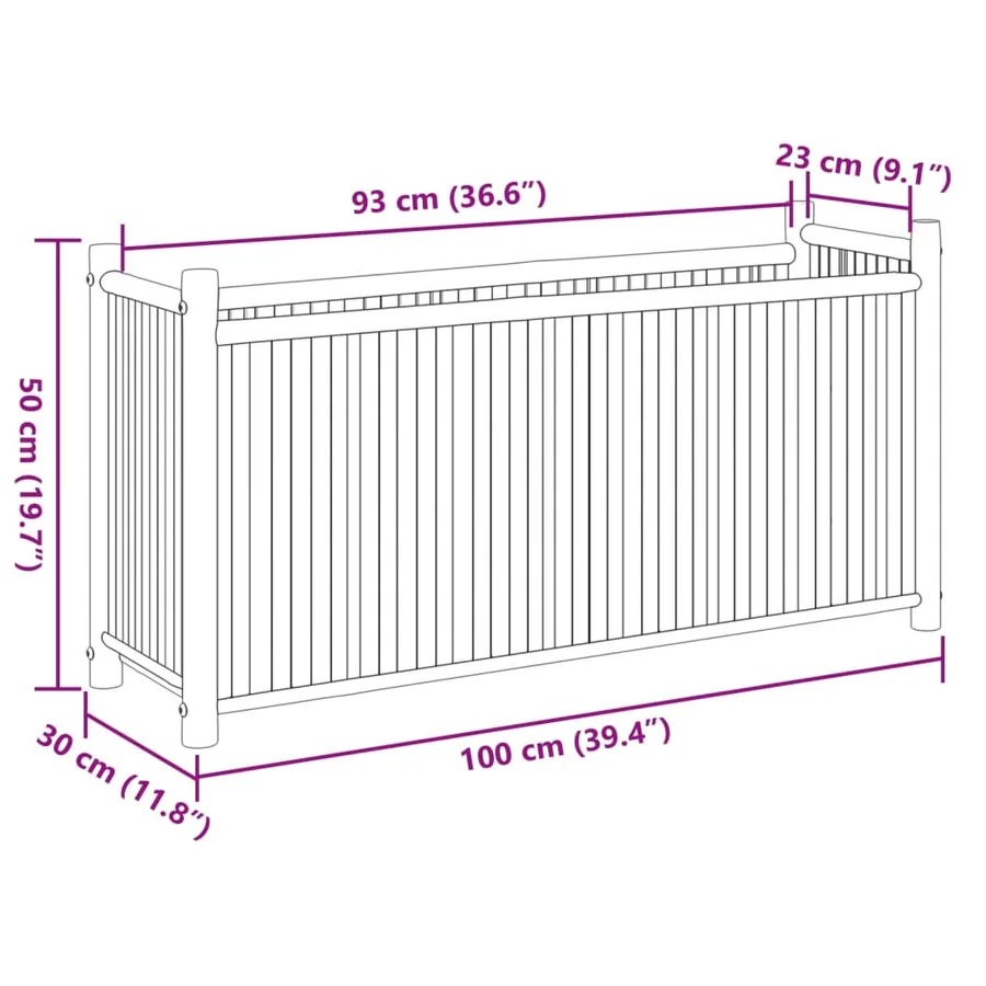 Jardinière 100x30x50 cm bambou - 8