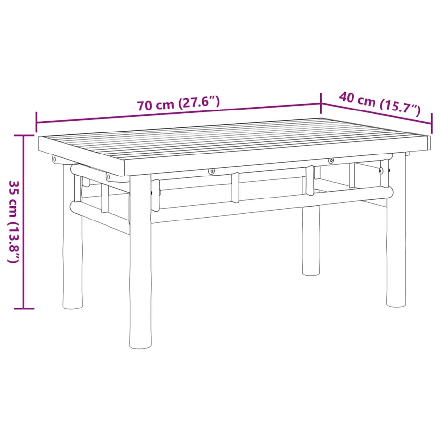 Table basse 70x40x35 cm bambou - 8