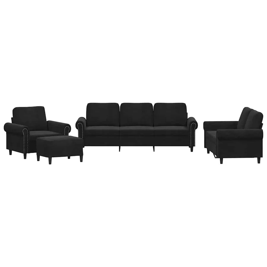 Ensemble de canapés 4 pcs avec coussins Noir Velours - 2