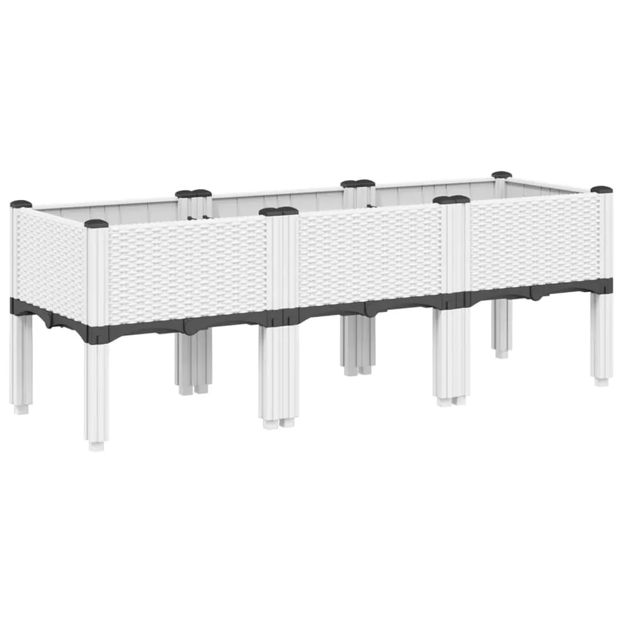 Jardinière avec pieds blanc 120x40x42 cm PP - 2