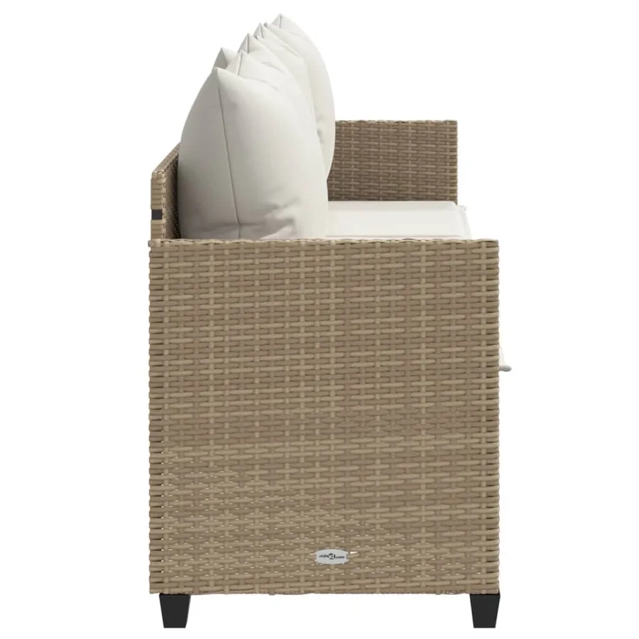 Chaise longue avec coussins beige résine tressée - 6