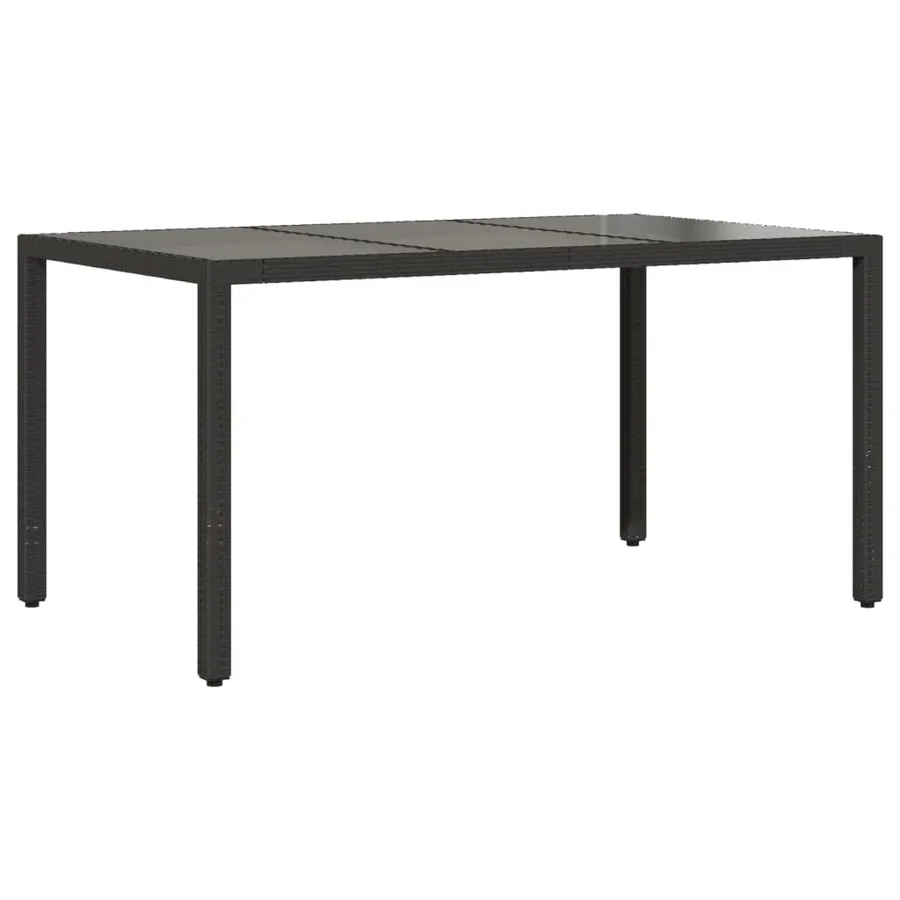 Table de jardin dessus en verre Noir 150x90x75cm Résine tressée - 6