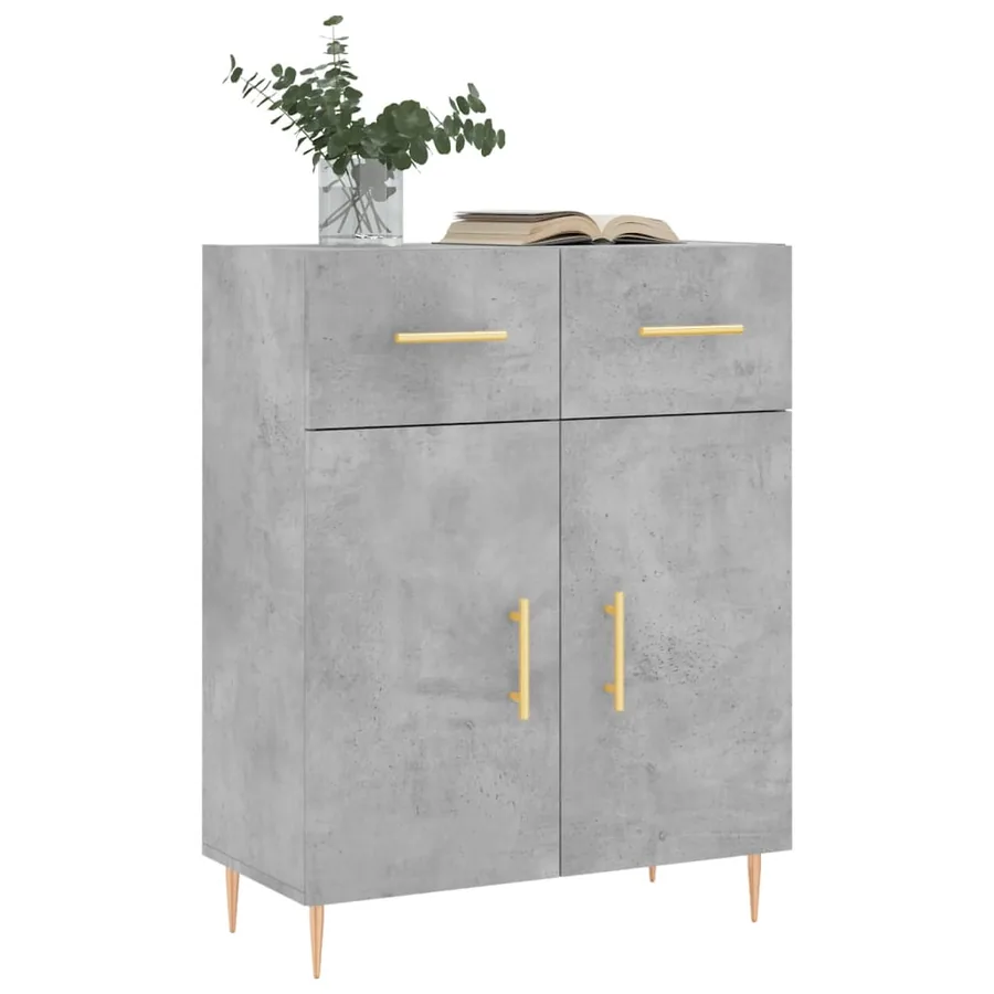 Buffet gris béton 69,5x34x90 cm bois d'ingénierie - 3