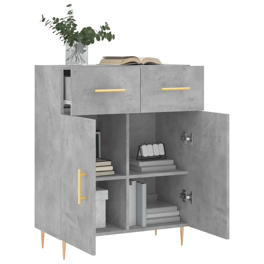 Buffet gris béton 69,5x34x90 cm bois d'ingénierie - 4
