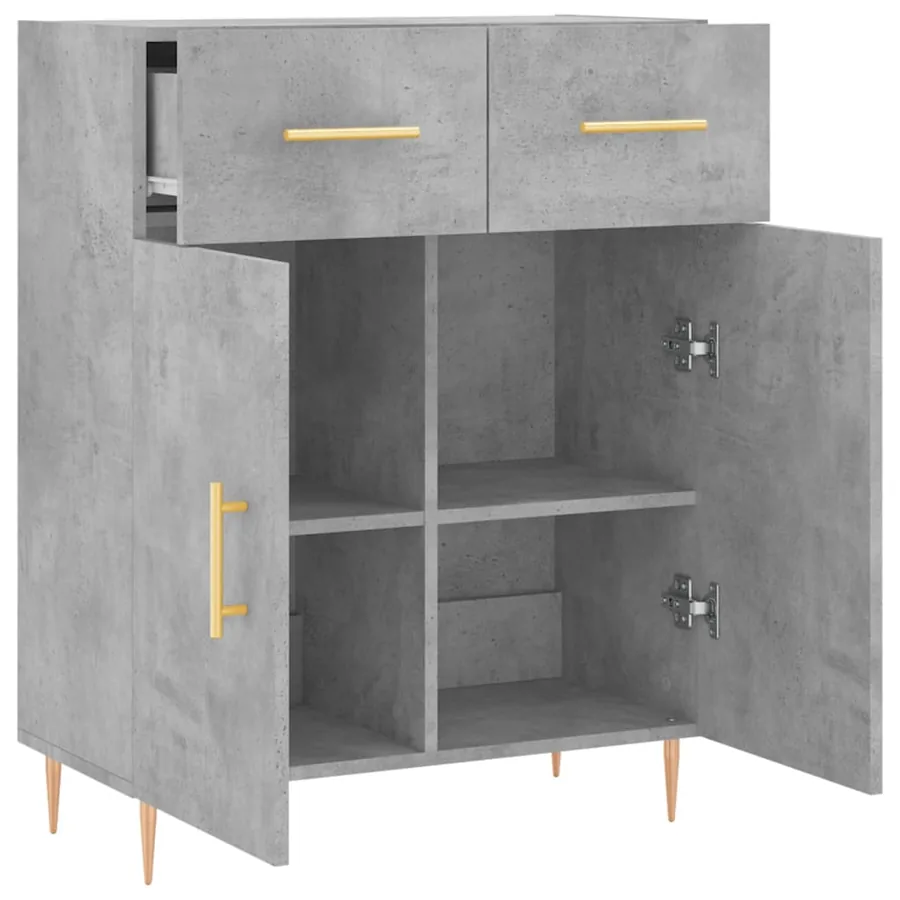 Buffet gris béton 69,5x34x90 cm bois d'ingénierie - 5