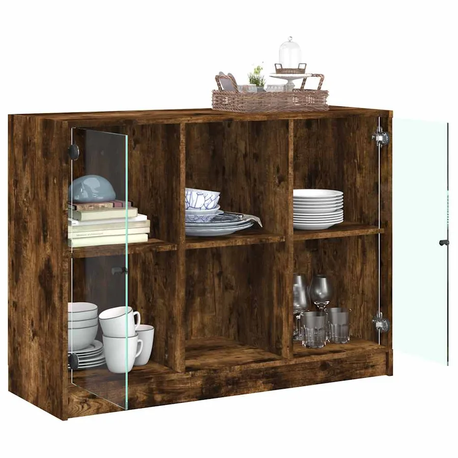 Buffet chêne fumé 102x37x75,5 cm bois d'ingénierie - 4