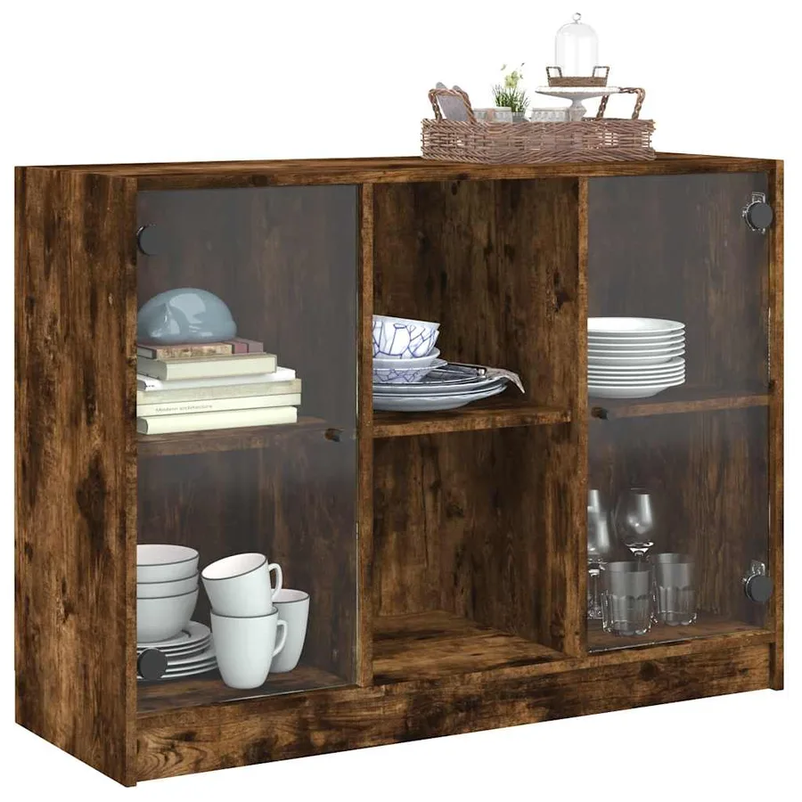 Buffet chêne fumé 102x37x75,5 cm bois d'ingénierie - 5