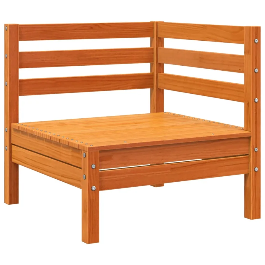 Salon de jardin 8 pcs avec coussins marron cire bois pin massif - 4