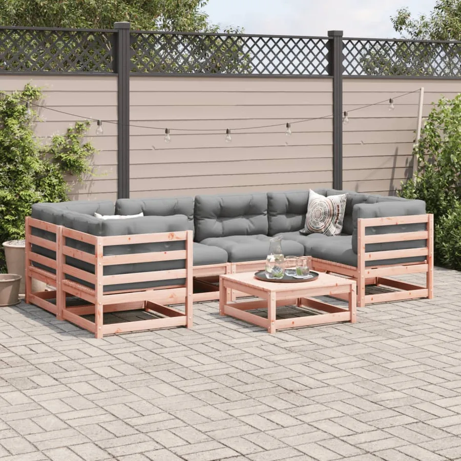 Salon de jardin 7 pcs bois massif sapin de douglas - 3