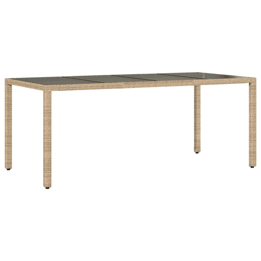 Ensemble à manger de jardin et coussins 9 pcs beige rotin verre - 4