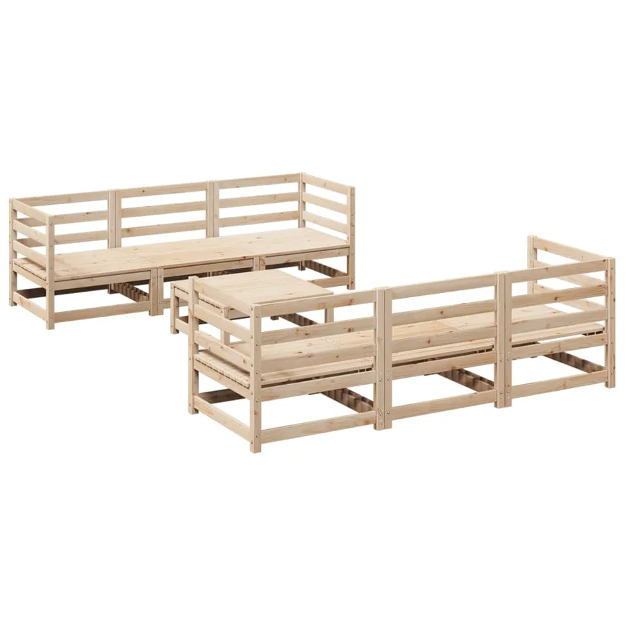 Salon de jardin 7 pcs bois de pin massif - 2