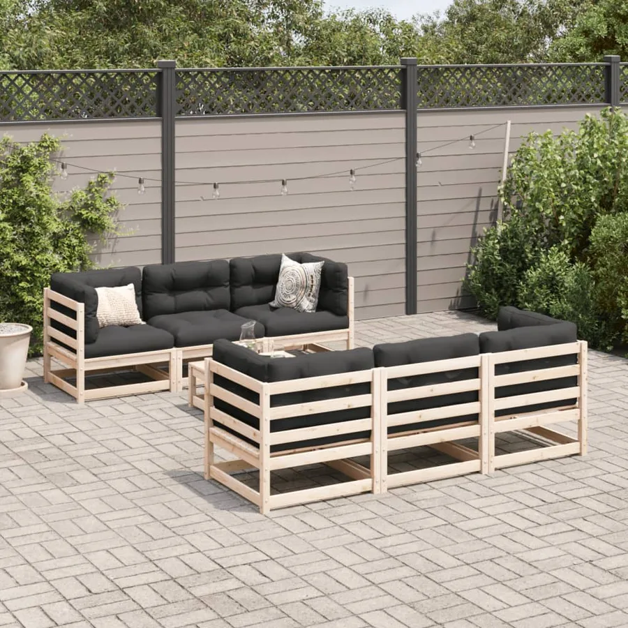 Salon de jardin 7 pcs bois de pin massif - 3