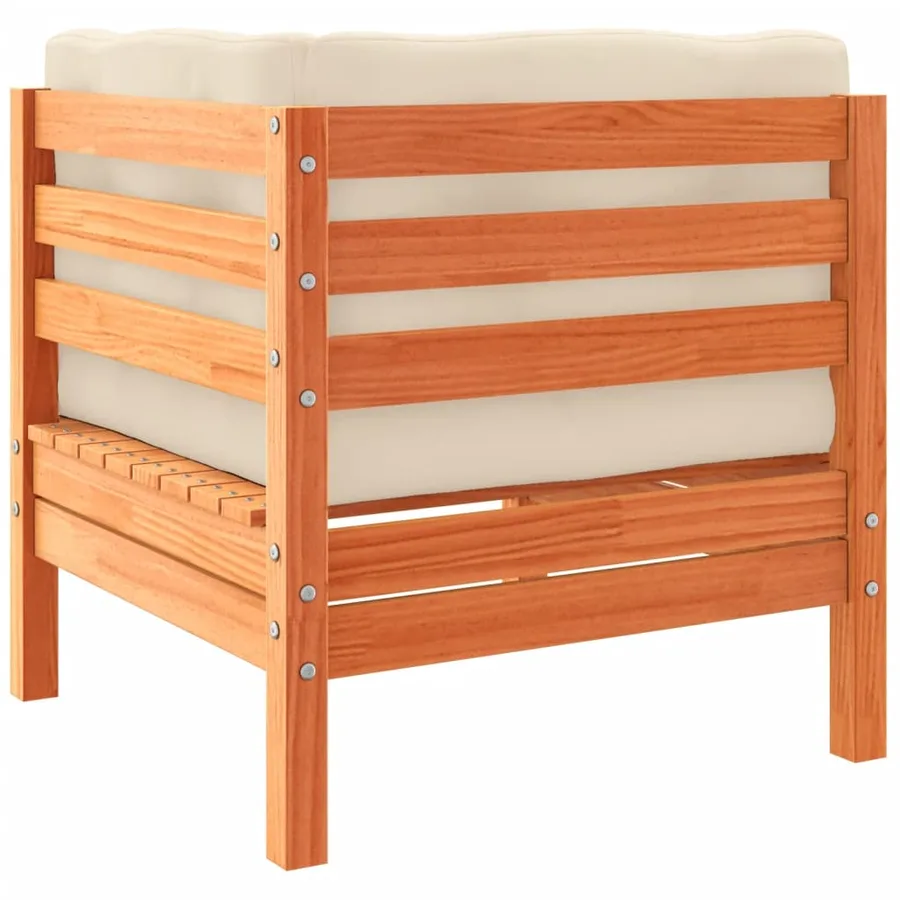 Salon de jardin 6 pcs avec coussins cire marron bois pin massif - 7
