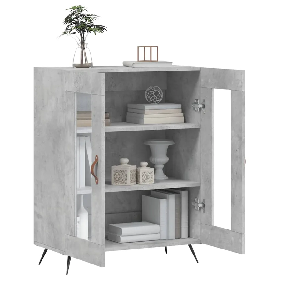 Buffet gris béton 69,5x34x90 cm bois d'ingénierie - 4