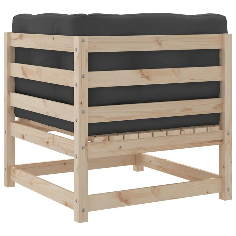 Salon de jardin 8 pcs avec coussins bois de pin massif - 7