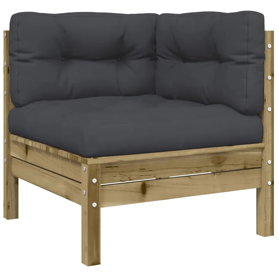 Salon de jardin avec coussins 9 pcs bois de pin imprégné - 4
