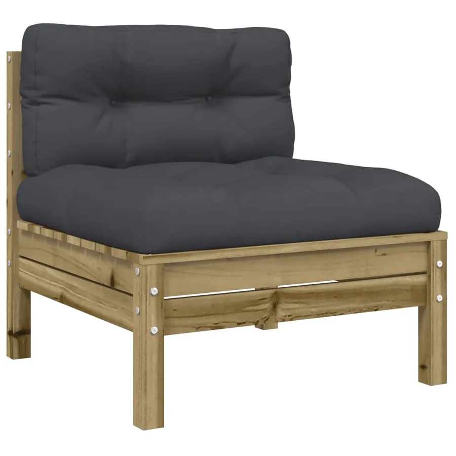 Salon de jardin avec coussins 9 pcs bois de pin imprégné - 5