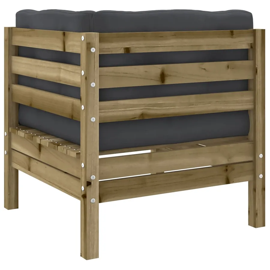 Salon de jardin avec coussins 9 pcs bois de pin imprégné - 8