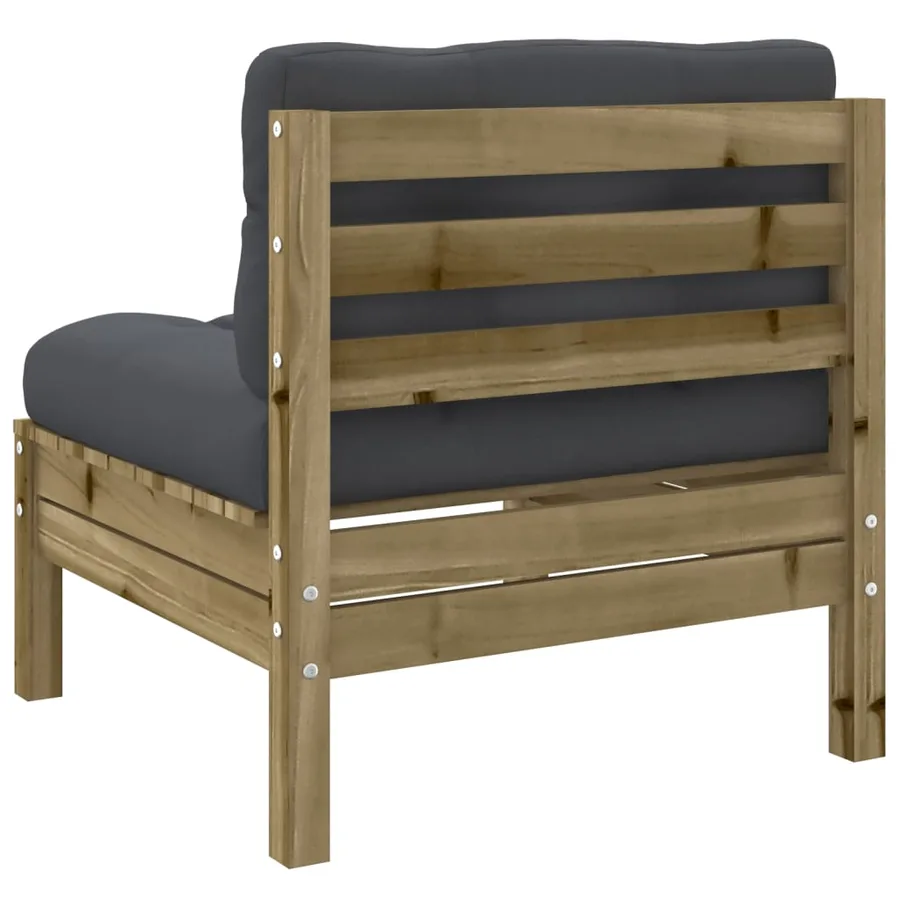 Salon de jardin avec coussins 9 pcs bois de pin imprégné - 9