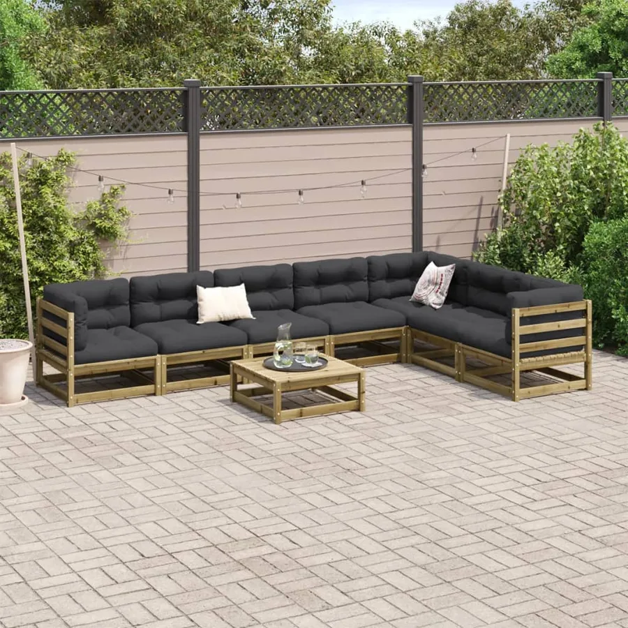 Salon de jardin 8 pcs bois de pin imprégné - 3