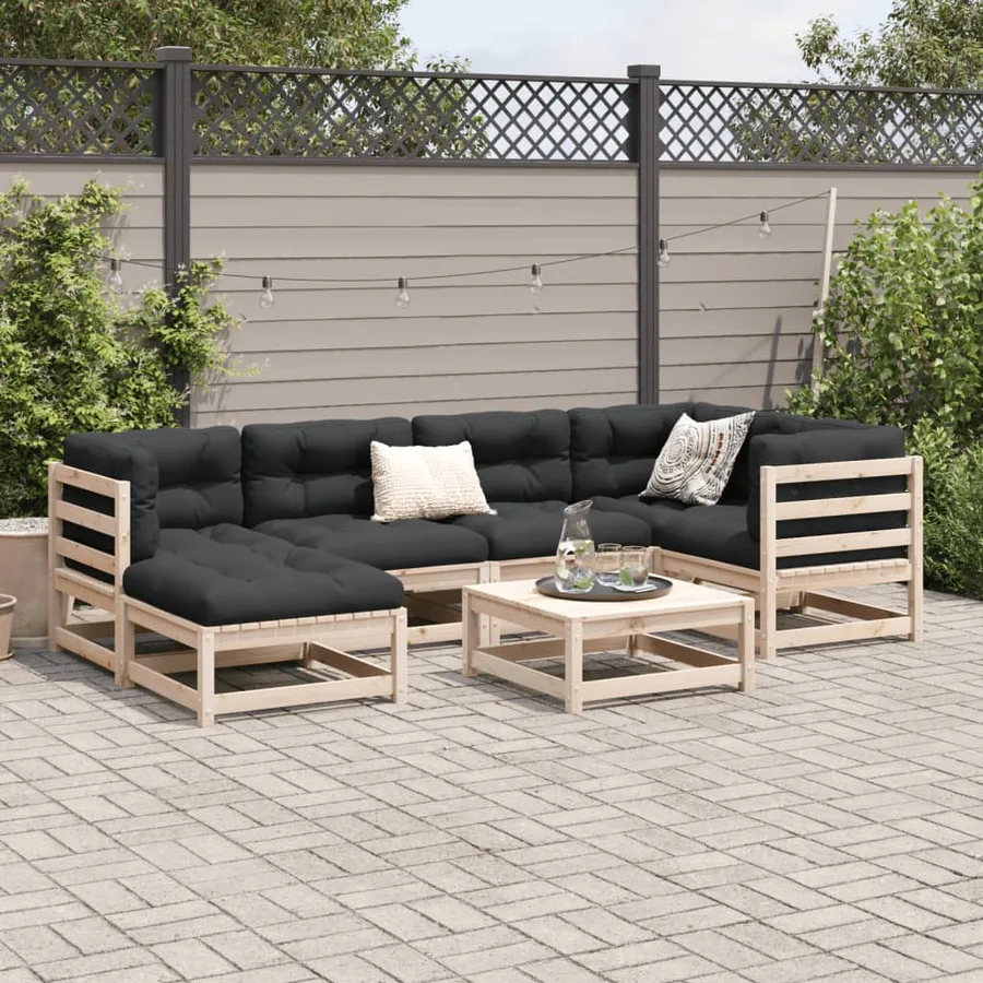 Salon de jardin 7 pcs bois de pin massif - 3