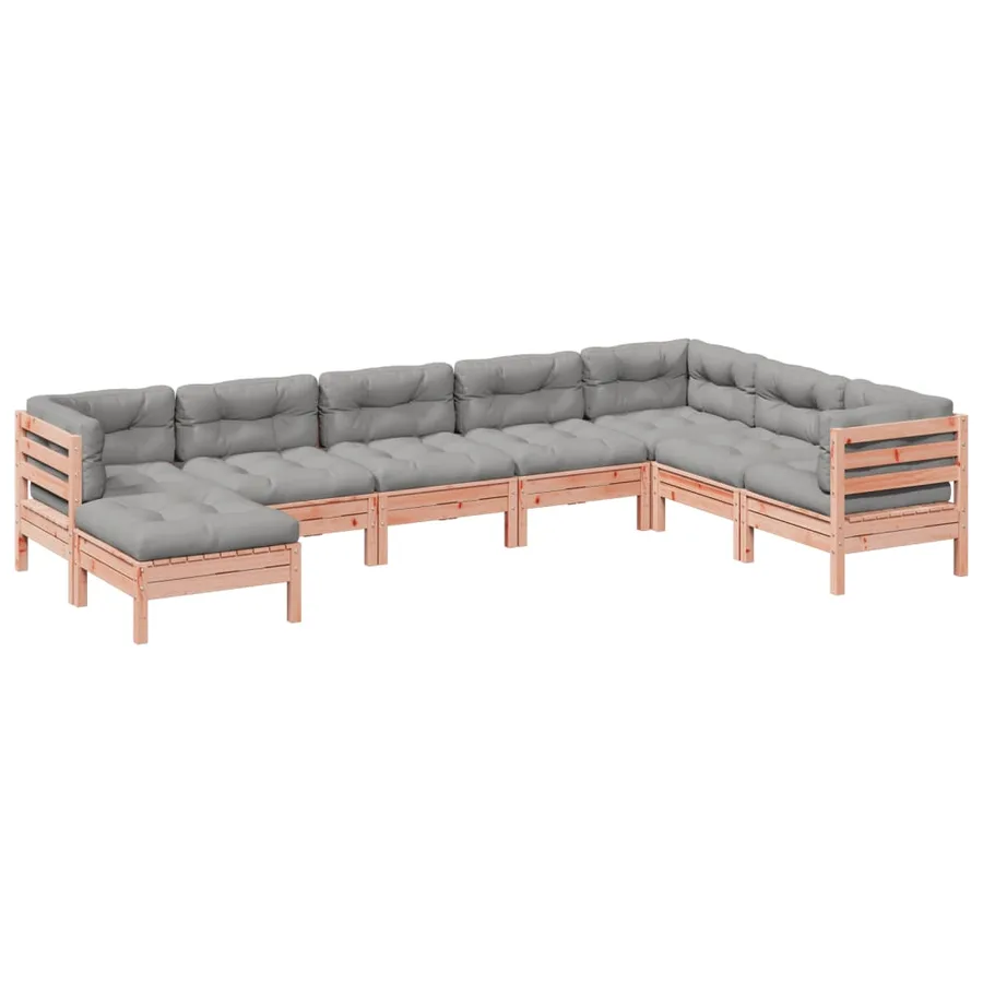 Salon de jardin 8 pcs avec coussins sapin douglas solide - 2