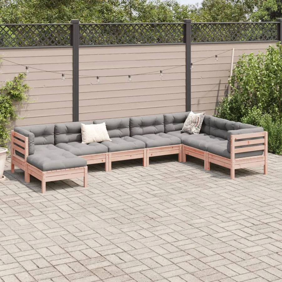 Salon de jardin 8 pcs avec coussins sapin douglas solide - 3