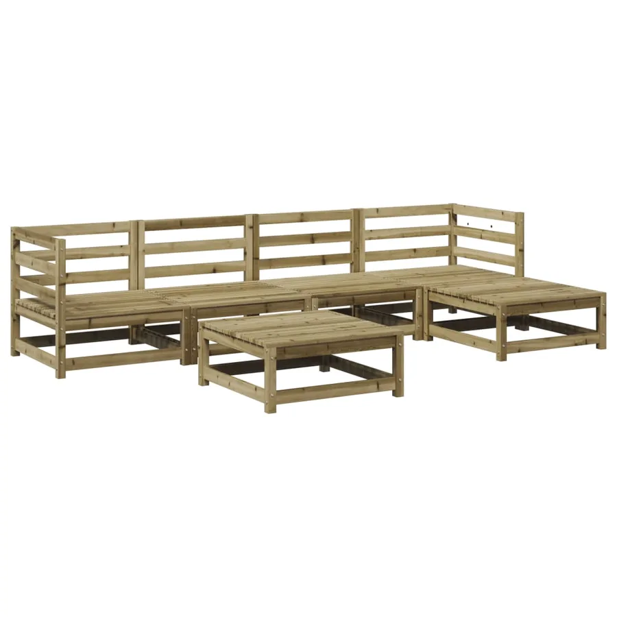 Salon de jardin 6 pcs bois de pin imprégné - 2