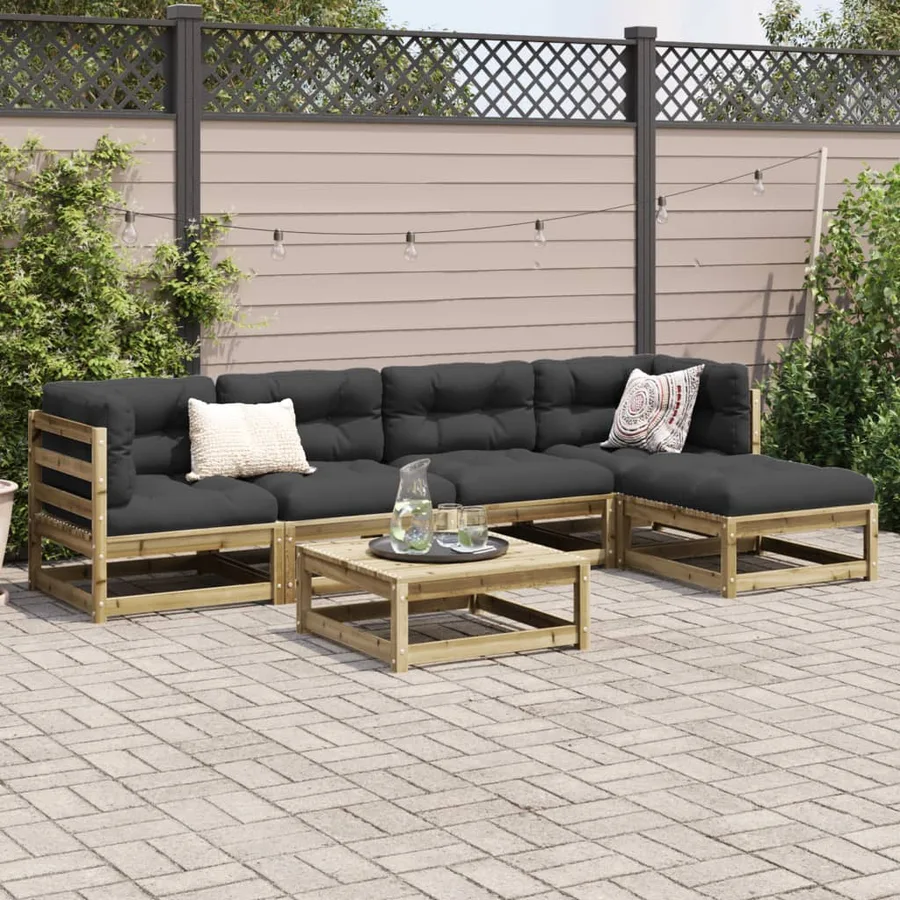 Salon de jardin 6 pcs bois de pin imprégné - 3