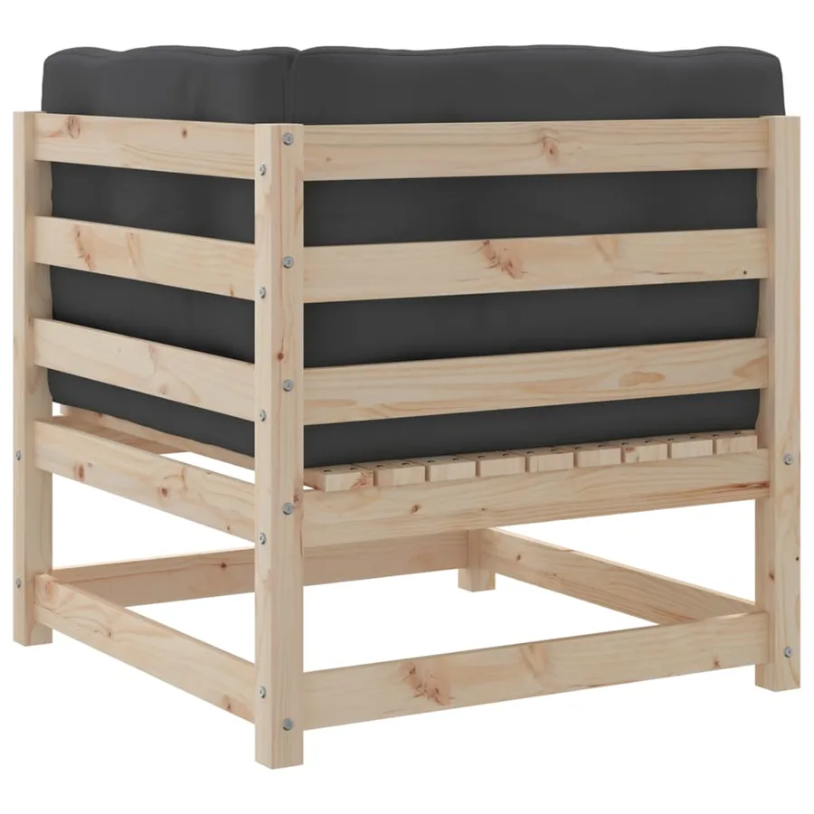 Salon de jardin 7 pcs avec coussins bois de pin massif - 7