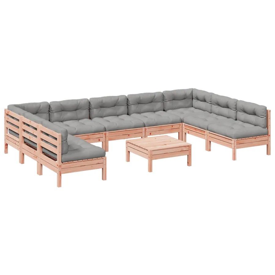 Salon de jardin avec coussins 10 pcs bois massif sapin douglas - 2