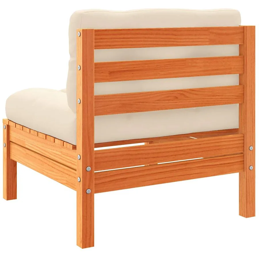 Salon de jardin 7 pcs avec coussins cire marron bois pin massif - 7