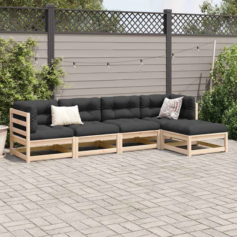 Salon de jardin 5 pcs bois de pin massif - 3